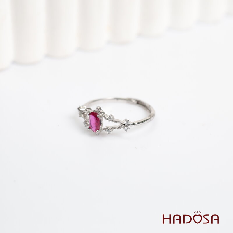 Nhẫn đá Ruby (gf) face 4*6mm bạc 925