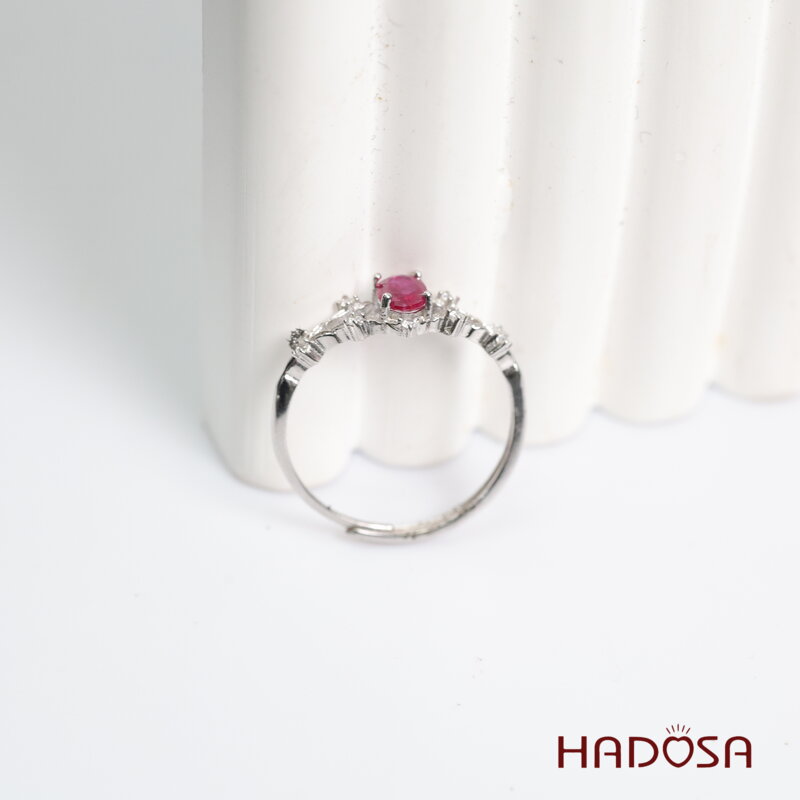 Nhẫn đá Ruby (gf) face 4*6mm bạc 925