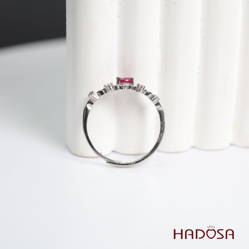 Nhẫn đá Ruby (gf) face 4*6mm bạc 925