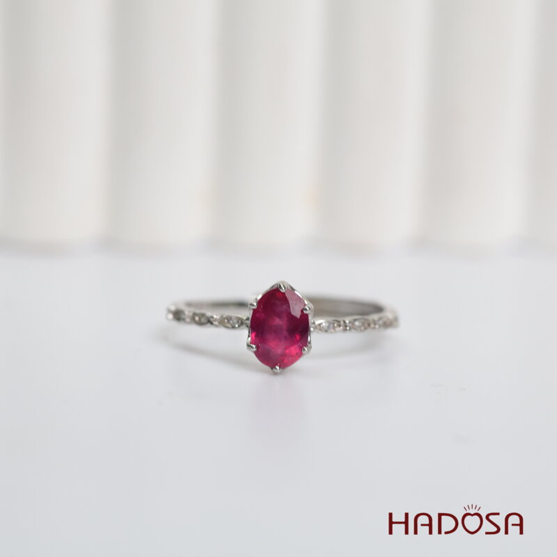 Nhẫn đá Ruby (gf) face 5*7mm bạc 925