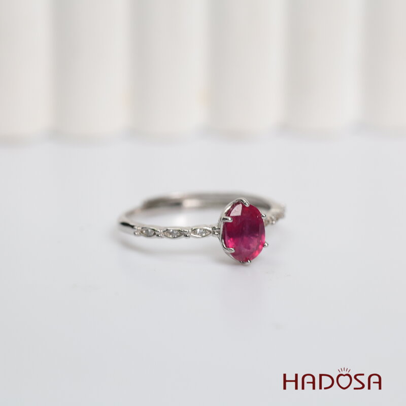 Nhẫn đá Ruby (gf) face 5*7mm bạc 925