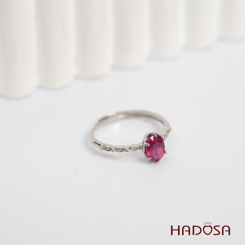 Nhẫn đá Ruby (gf) face 5*7mm bạc 925