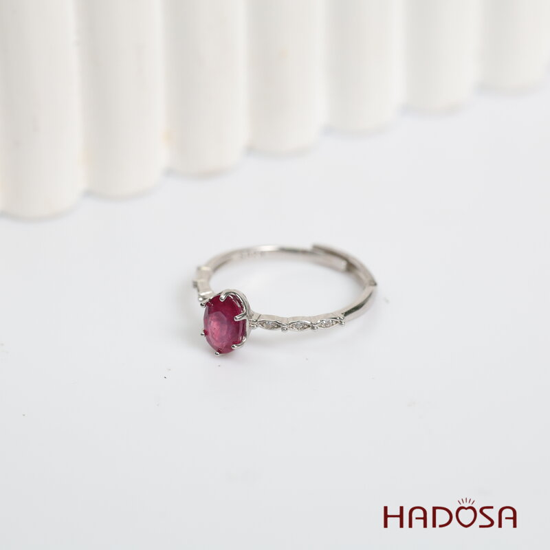 Nhẫn đá Ruby (gf) face 5*7mm bạc 925