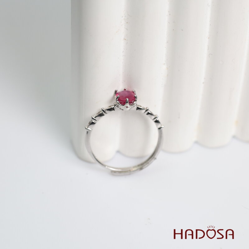 Nhẫn đá Ruby (gf) face 5*7mm bạc 925