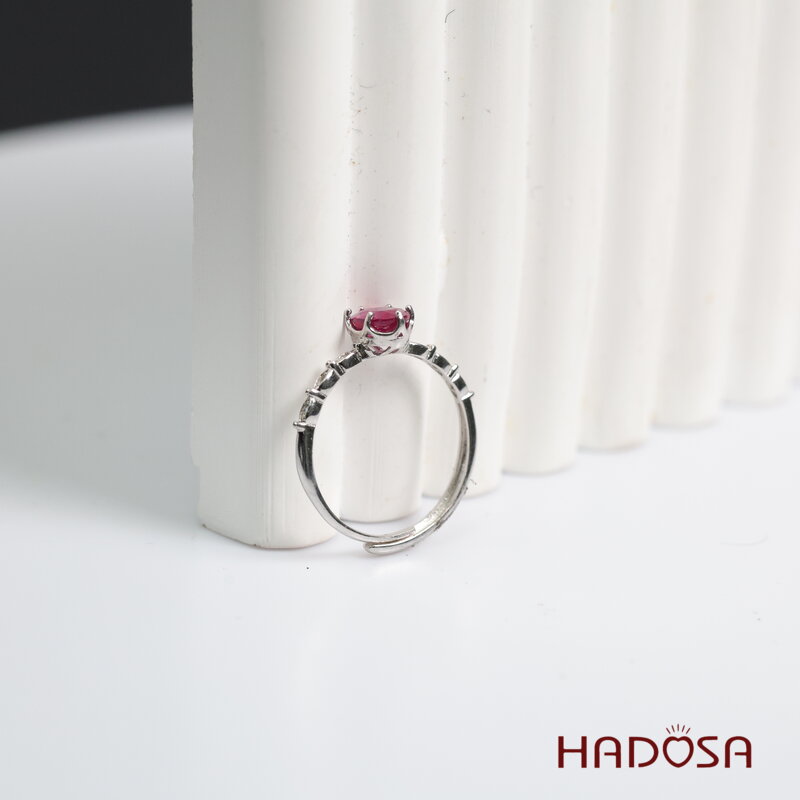 Nhẫn đá Ruby (gf) face 5*7mm bạc 925