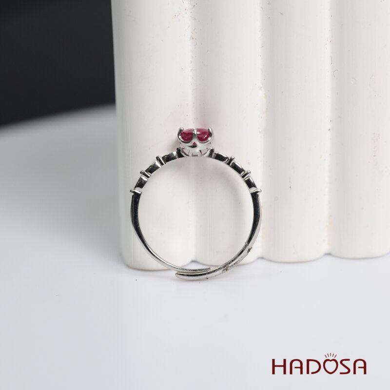 Nhẫn đá Ruby (gf) face 5*7mm bạc 925