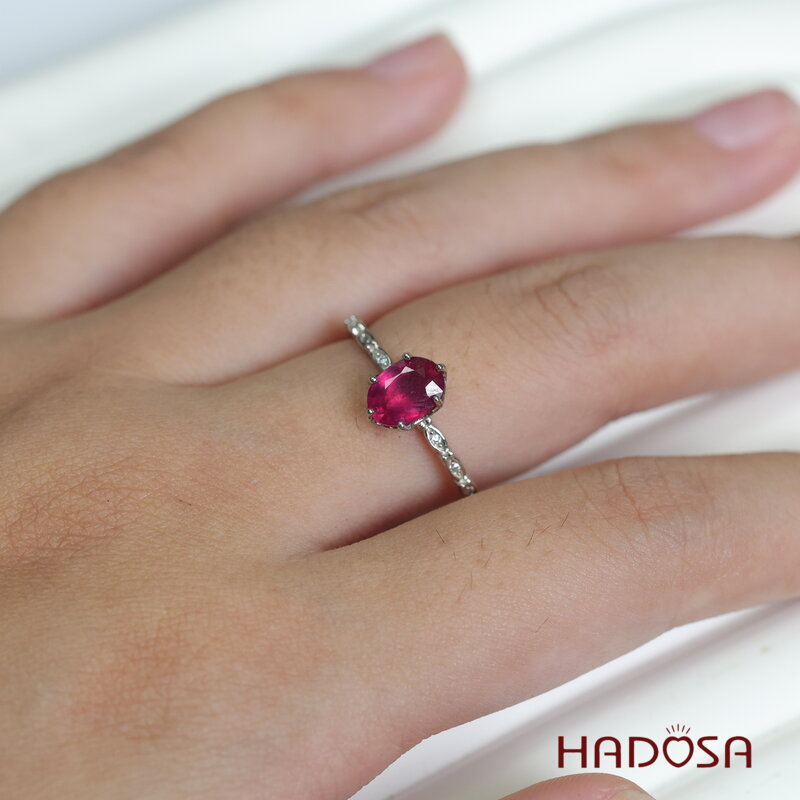 Nhẫn đá Ruby (gf) face 5*7mm bạc 925