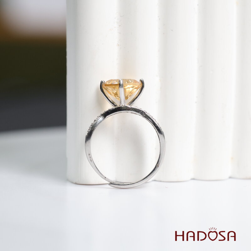 Nhẫn đá Thạch Anh Vàng Citrine 10mm bạc 925