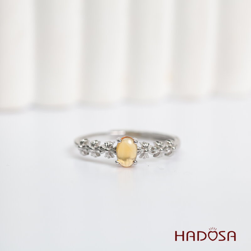 Nhẫn đá Thạch Anh Vàng Citrine 3mm bạc 925