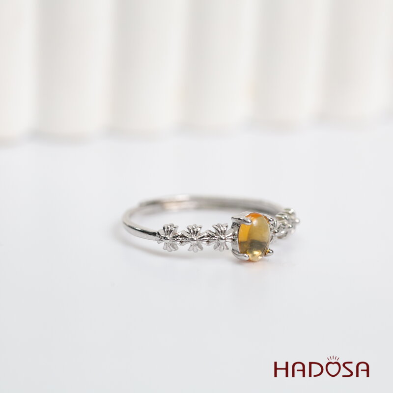 Nhẫn đá Thạch Anh Vàng Citrine 3mm bạc 925