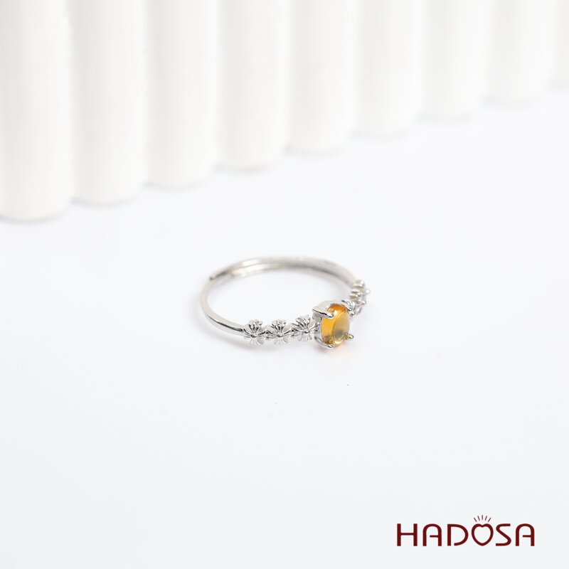 Nhẫn đá Thạch Anh Vàng Citrine 3mm bạc 925