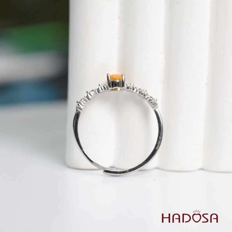 Nhẫn đá Thạch Anh Vàng Citrine 3mm bạc 925