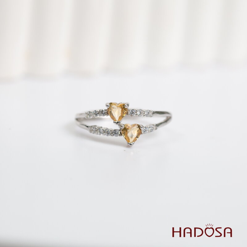 Nhẫn đá Thạch Anh Vàng Citrine 4mm bạc 925