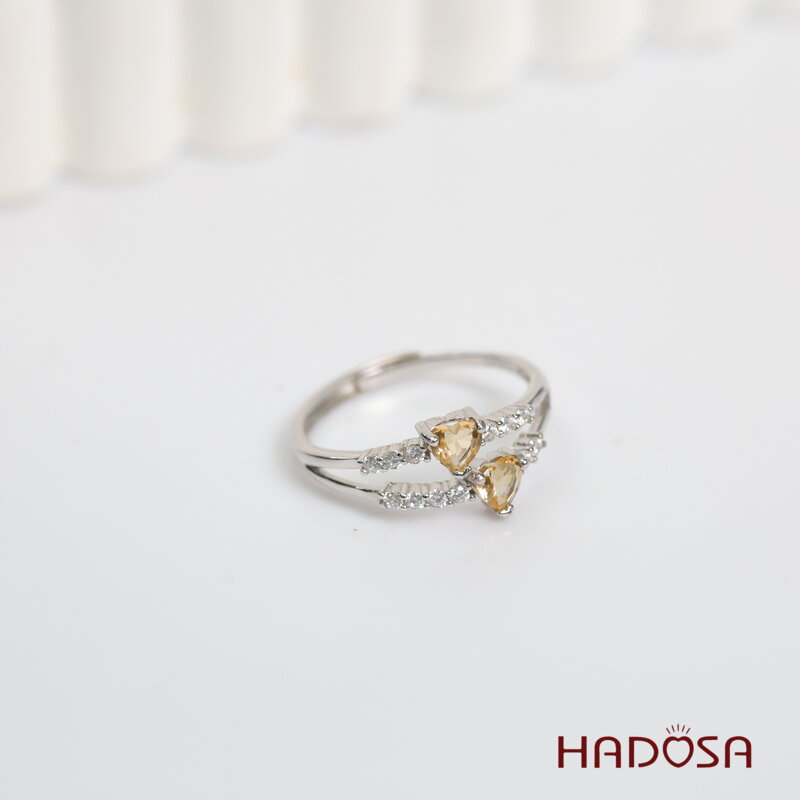 Nhẫn đá Thạch Anh Vàng Citrine 4mm bạc 925