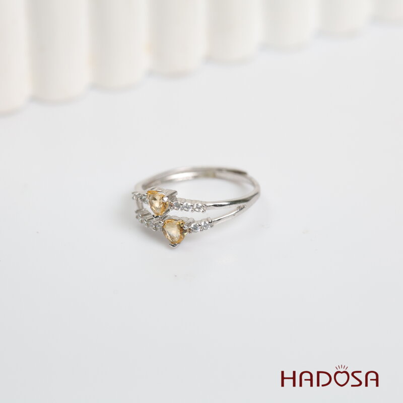 Nhẫn đá Thạch Anh Vàng Citrine 4mm bạc 925