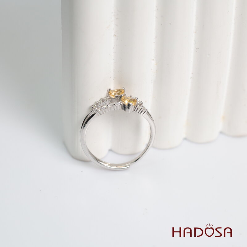 Nhẫn đá Thạch Anh Vàng Citrine 4mm bạc 925