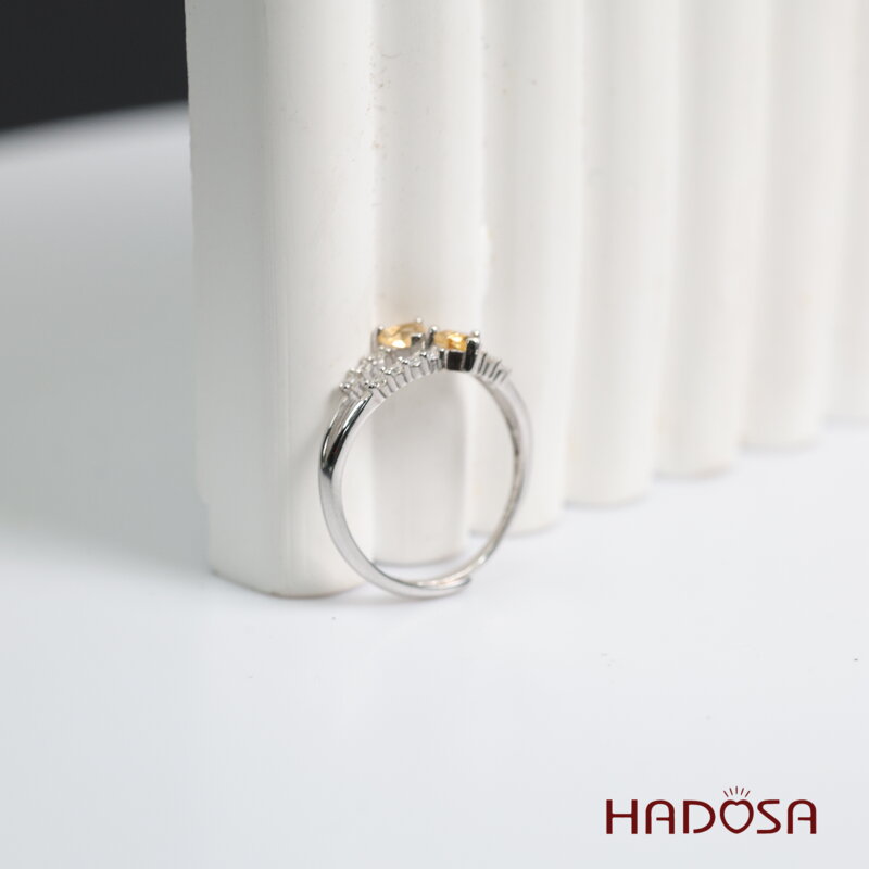 Nhẫn đá Thạch Anh Vàng Citrine 4mm bạc 925
