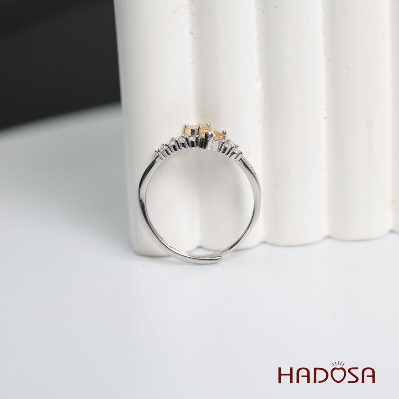 Nhẫn đá Thạch Anh Vàng Citrine 4mm bạc 925