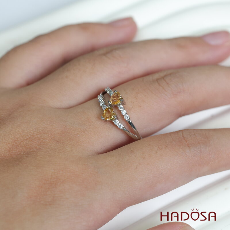 Nhẫn đá Thạch Anh Vàng Citrine 4mm bạc 925