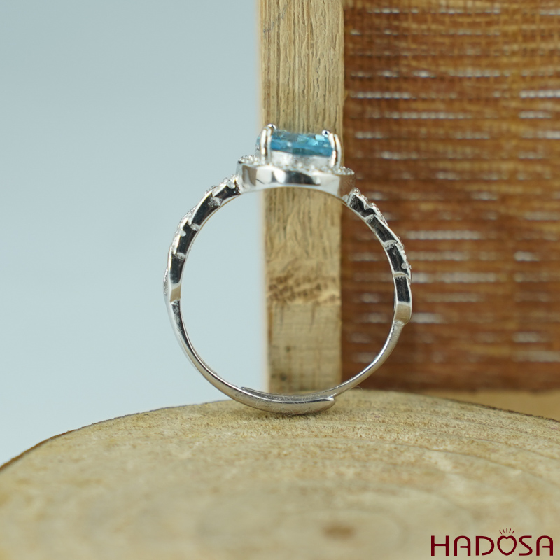 Nhẫn đá Topaz 7*9mm bạc 925
