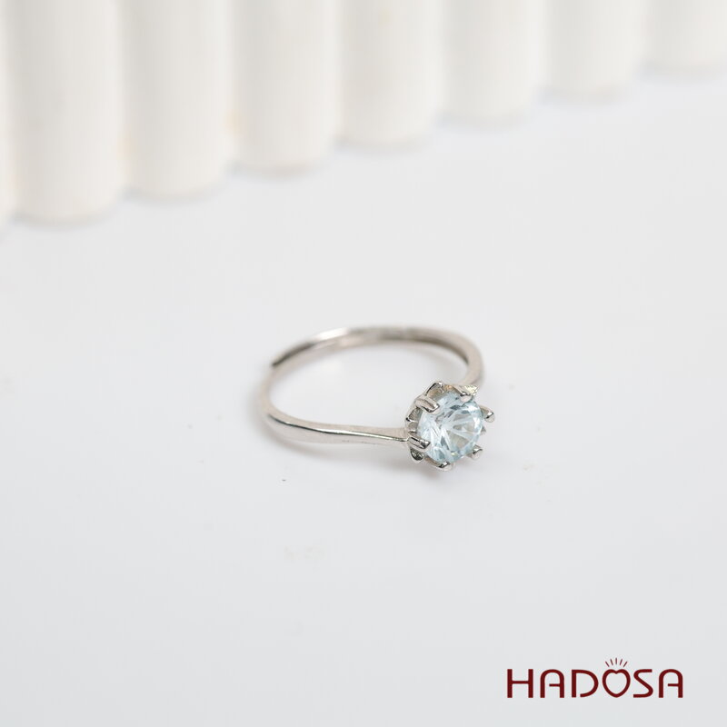Nhẫn đá Topaz 6mm bạc 925