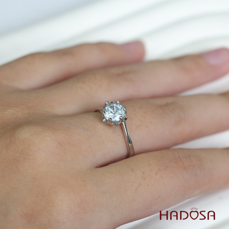 Nhẫn đá Topaz 6mm bạc 925