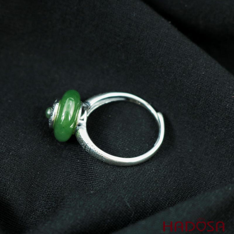 Nhẫn Đồng Điếu Ngọc Bích bạc 925