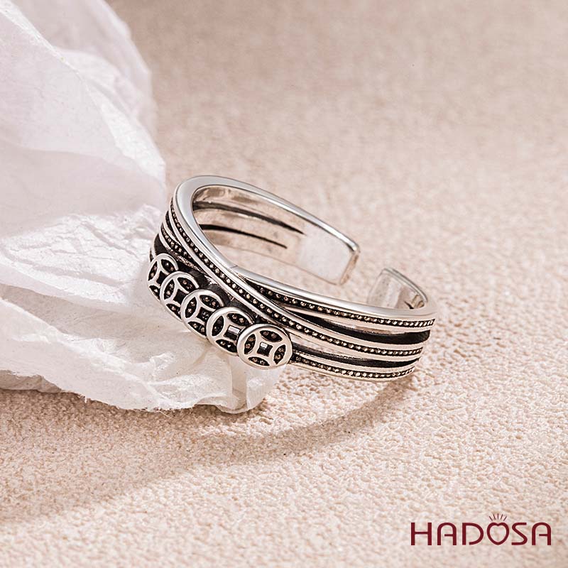 Nhẫn Kim Tiền Bạc Thái S925