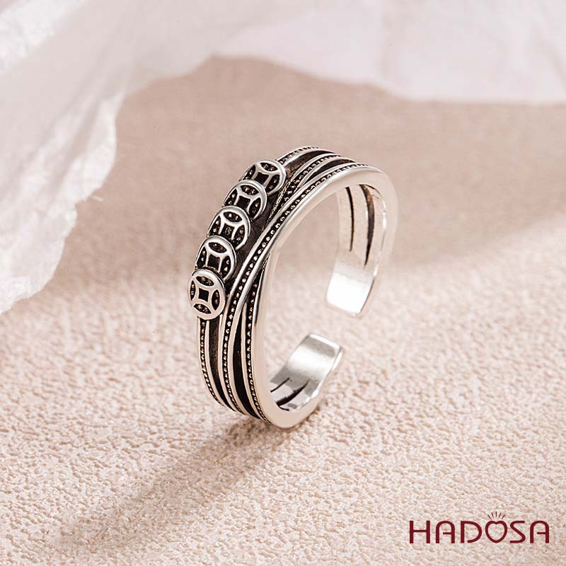 Nhẫn Kim Tiền Bạc Thái S925