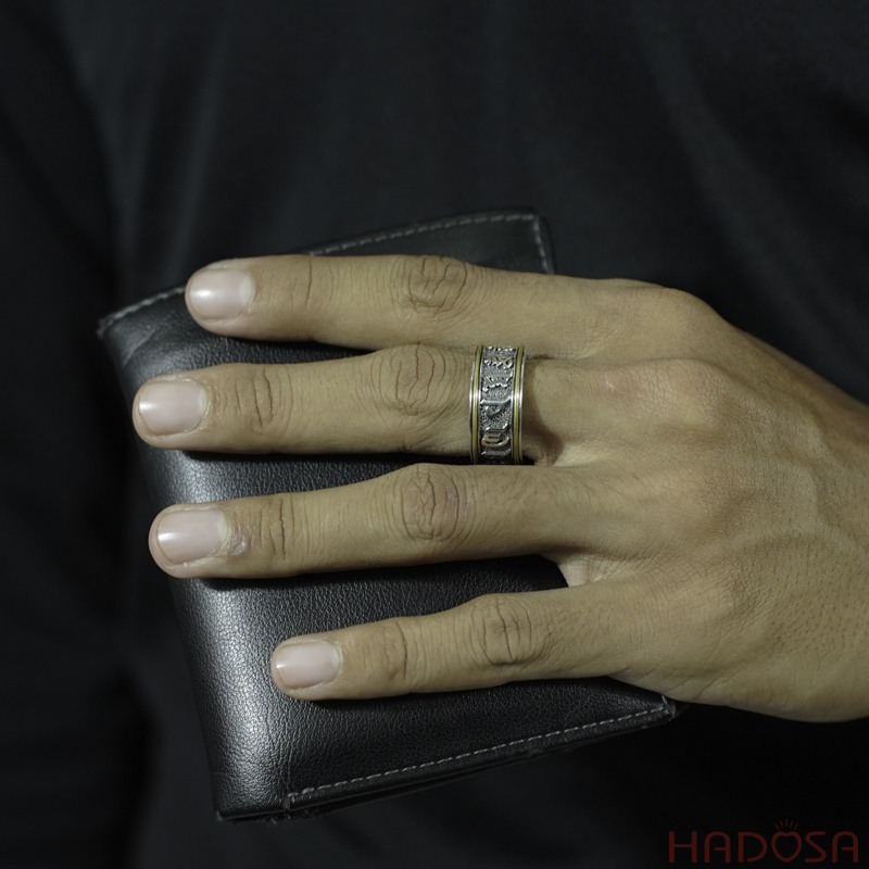 Nhẫn bạc nam Lục Tự Đại Minh Chân Ngôn