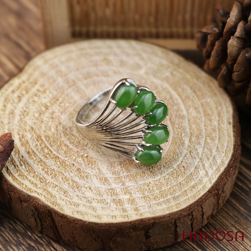 Nhẫn Ngọc Bích Canada (4*6mm) bạc 925 HADOSA