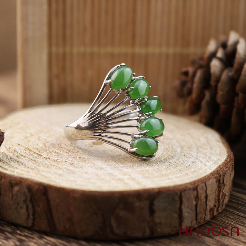 Nhẫn Ngọc Bích Canada (4*6mm) bạc 925 HADOSA