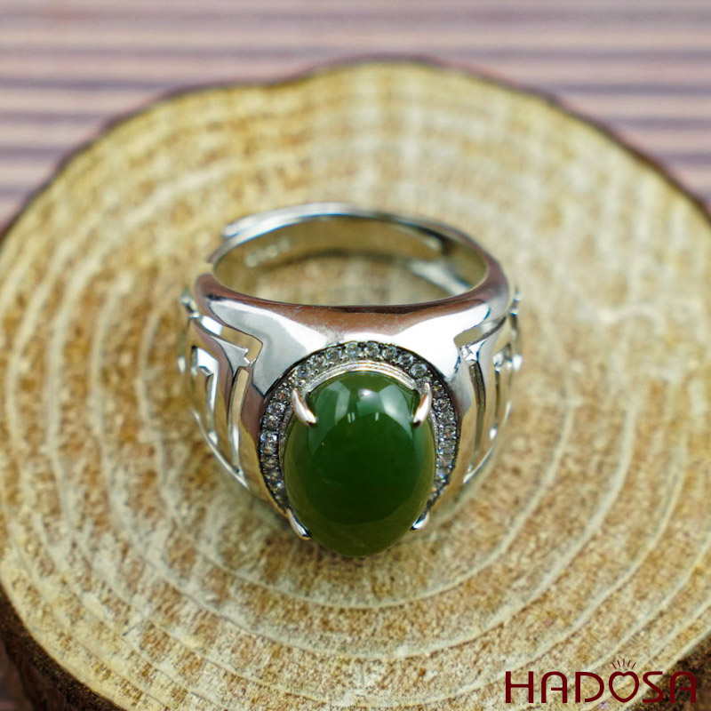 Nhẫn nam Ngọc bích 10x14mm bạc 925