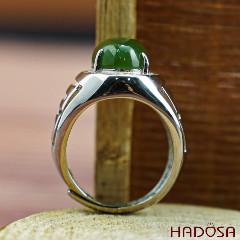 Nhẫn nam Ngọc bích 10x14mm bạc 925