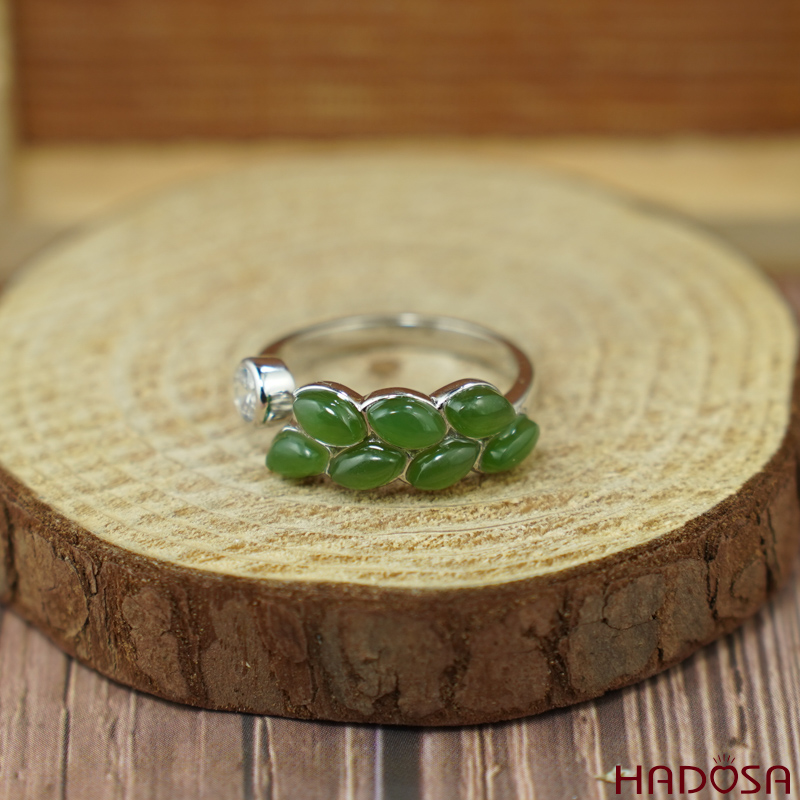 Nhẫn Ngọc bích 3*5mm bạc 925