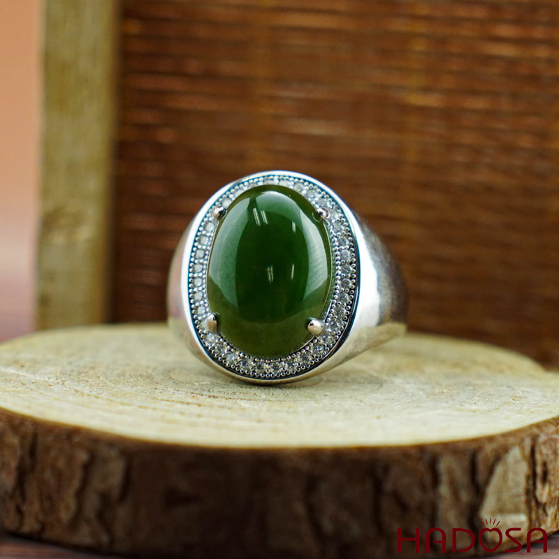 Nhẫn Nam Ngọc Bích Canada 12x16mm bạc 925