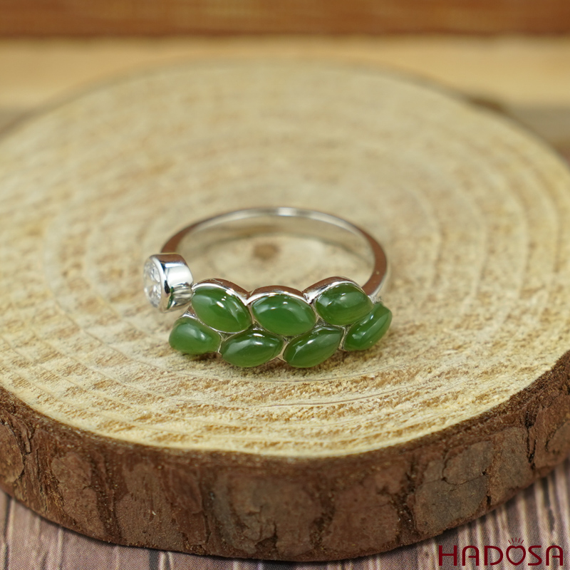 Nhẫn Ngọc bích 3*5mm bạc 925