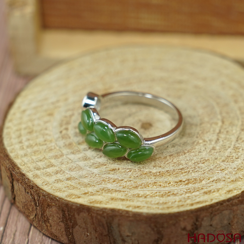 Nhẫn Ngọc bích 3*5mm bạc 925