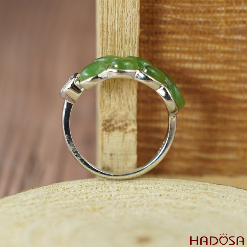 Nhẫn Ngọc bích 3*5mm bạc 925