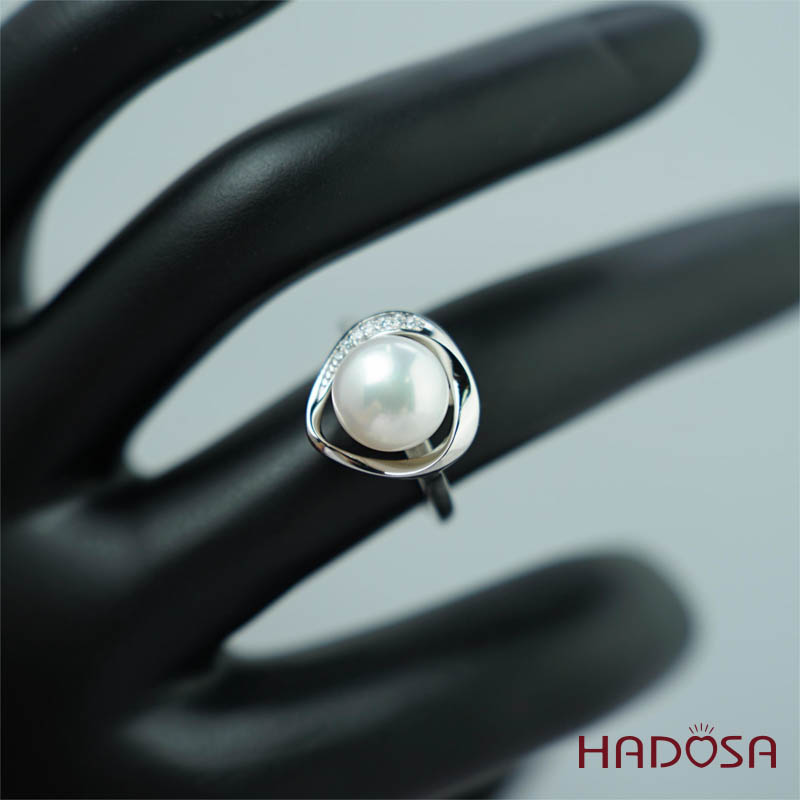 Nhẫn ngọc trai 9mm bạc