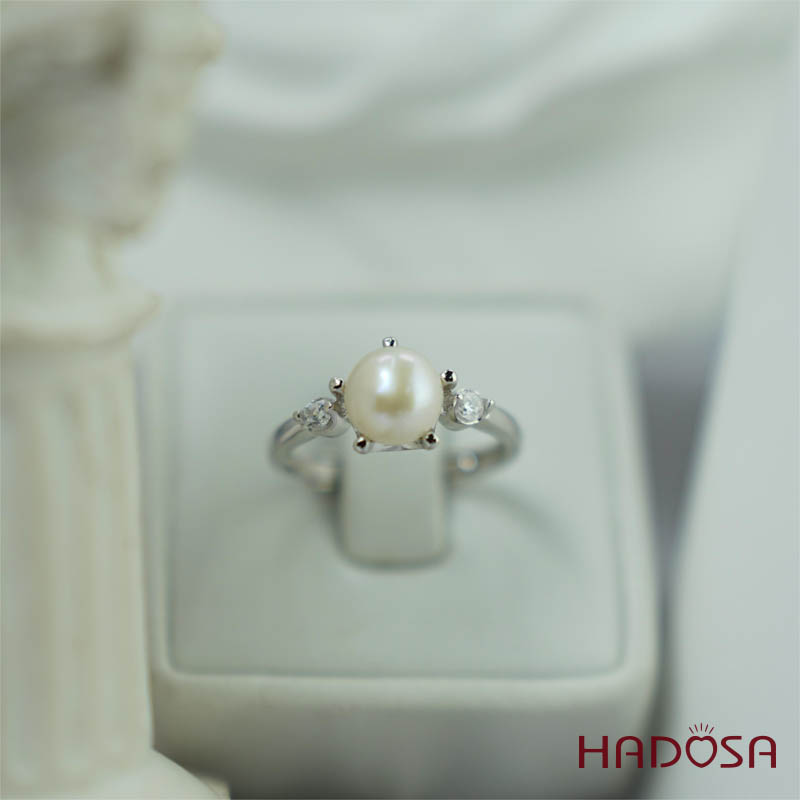 Nhẫn ngọc trai 7mm bạc