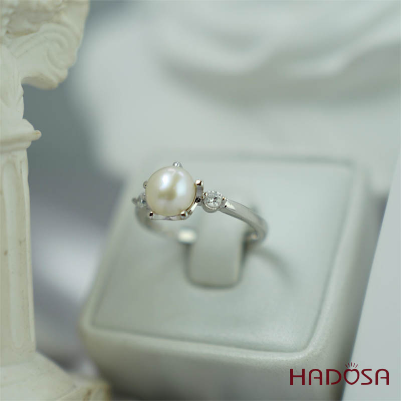 Nhẫn ngọc trai 7mm bạc