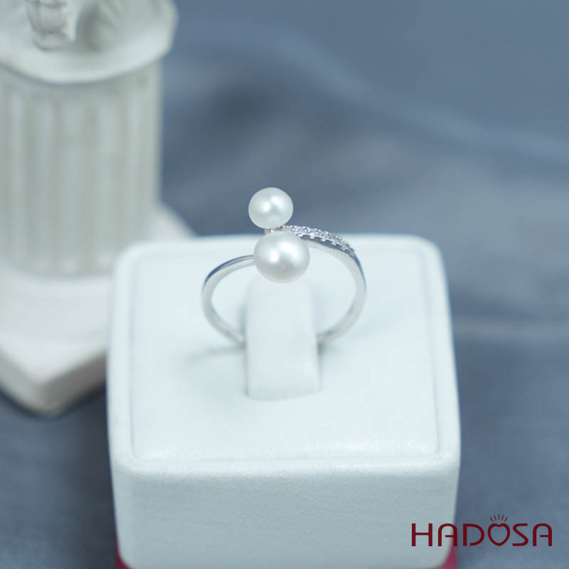 Nhẫn ngọc trai 4-6mm bạc