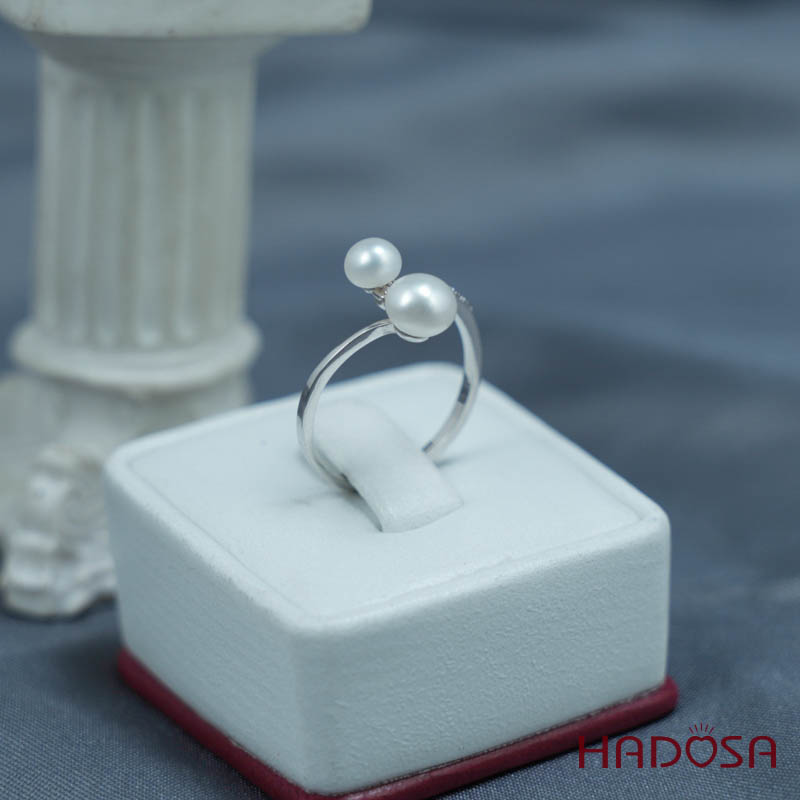 Nhẫn ngọc trai 4-6mm bạc