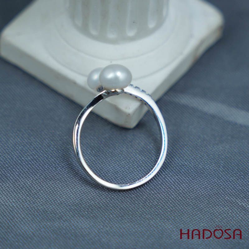 Nhẫn ngọc trai 4-6mm bạc