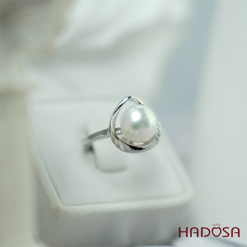 Nhẫn ngọc trai 9mm bạc