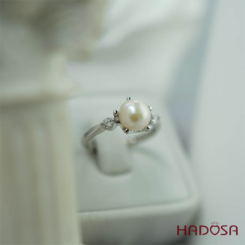 Nhẫn ngọc trai 7mm bạc