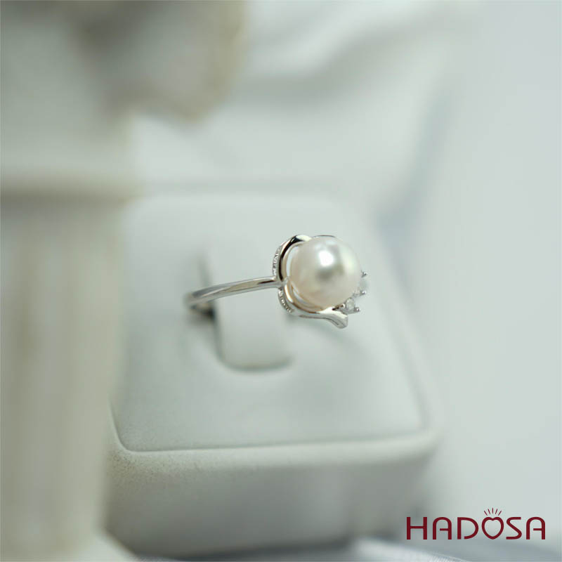 Nhẫn ngọc trai 8mm bạc