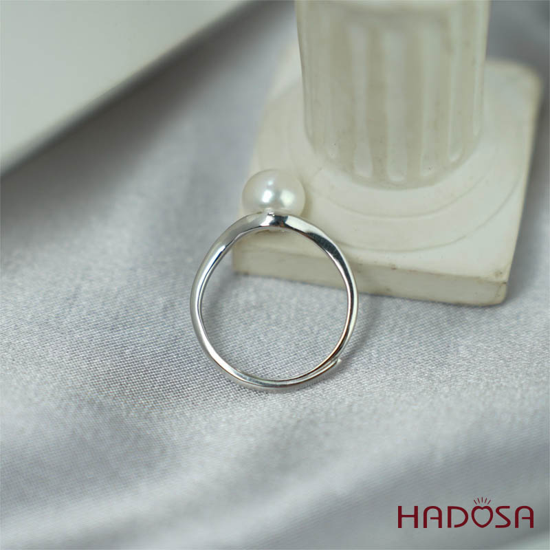 Nhẫn ngọc trai 8mm bạc