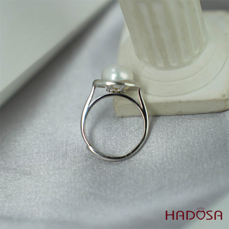 Nhẫn ngọc trai 9mm bạc